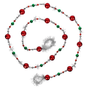 Red & Green Tinsel Ball Garland
