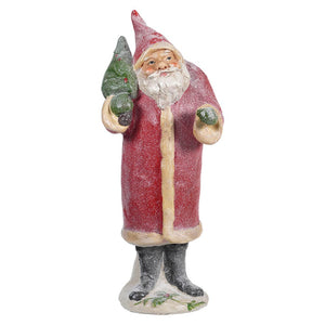 Red Santa Holding Christmas Tree