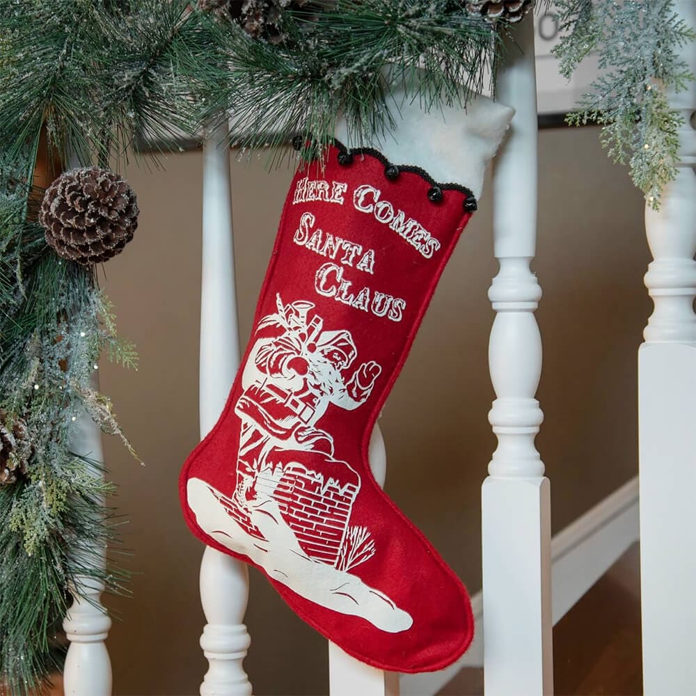 Red Santa In Chimney Stocking