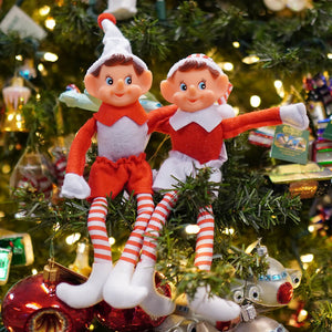 Red & White Bendable Pixie Elves Set/2 - Christmas