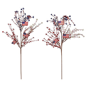 Red, White & Blue Americana Spray With Berries Set/2