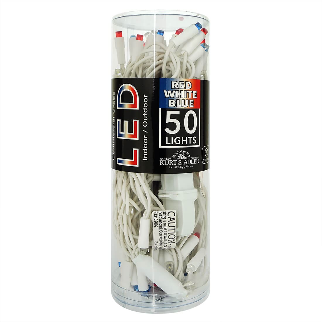 Red, White & Blue Frost 50 LED Light Strand