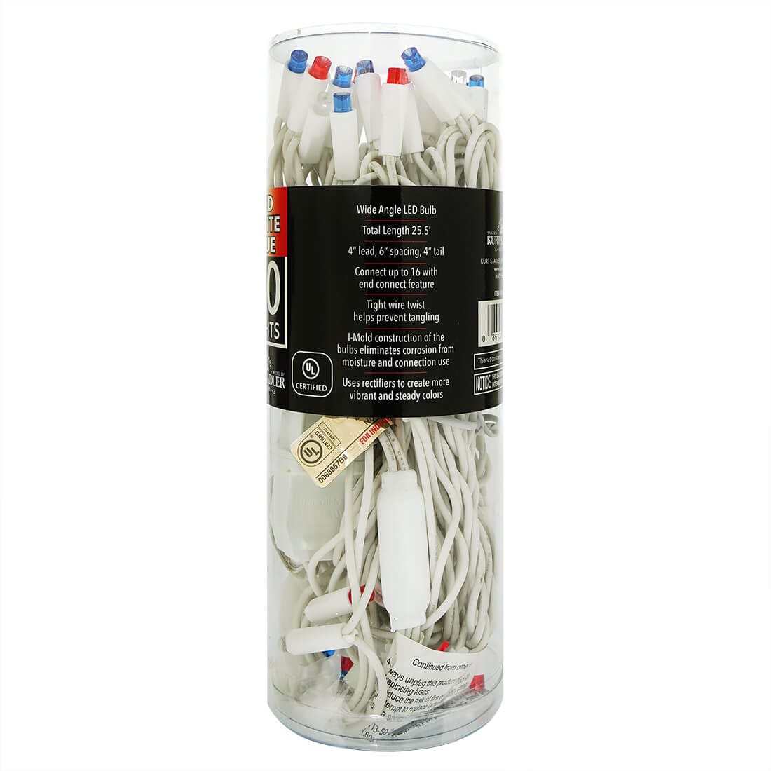 Red, White & Blue Frost 50 LED Light Strand