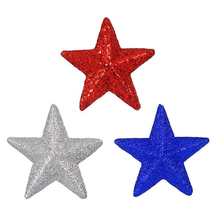 Red, White & Blue Glittered Stars Set/36