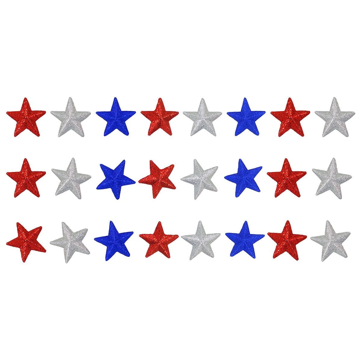 Red, White & Blue Glittered Stars Set/36