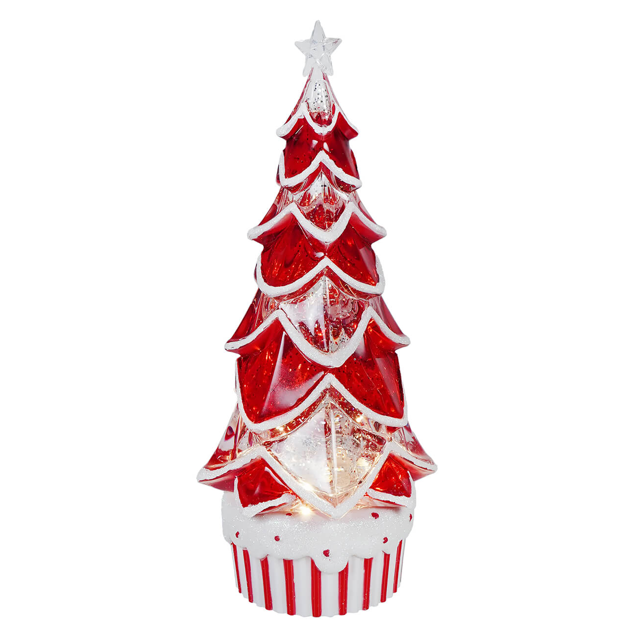 Red & White Candy Tree Spinning Water Globe - Christmas