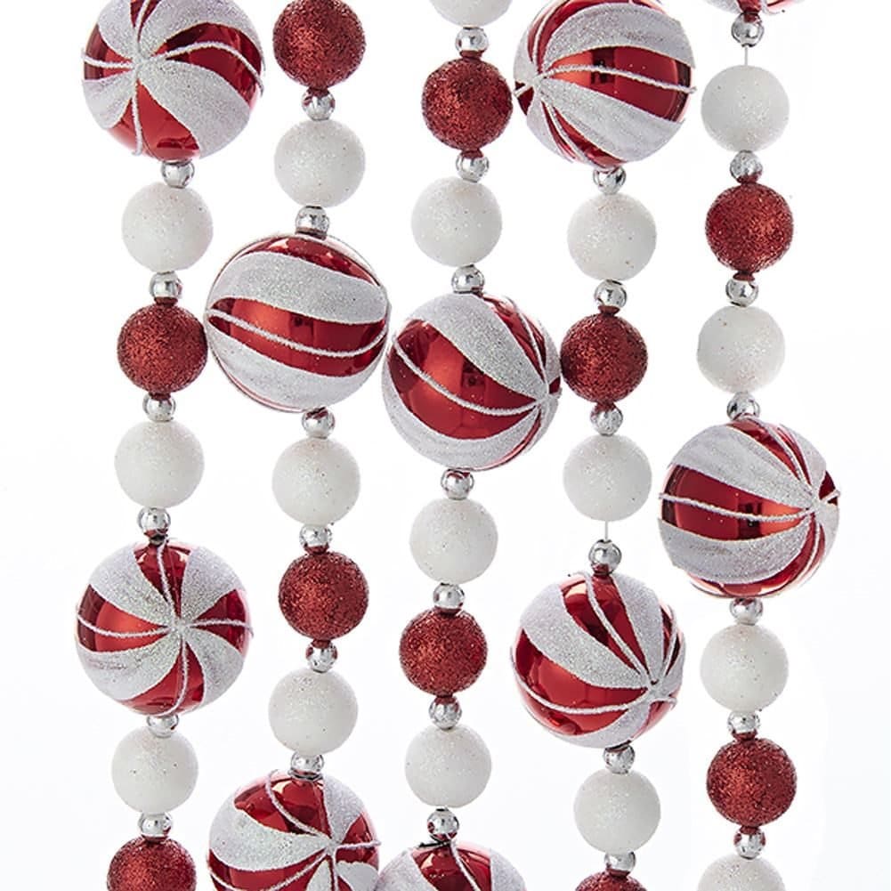 Red & White Glitter Candy Ball Garland