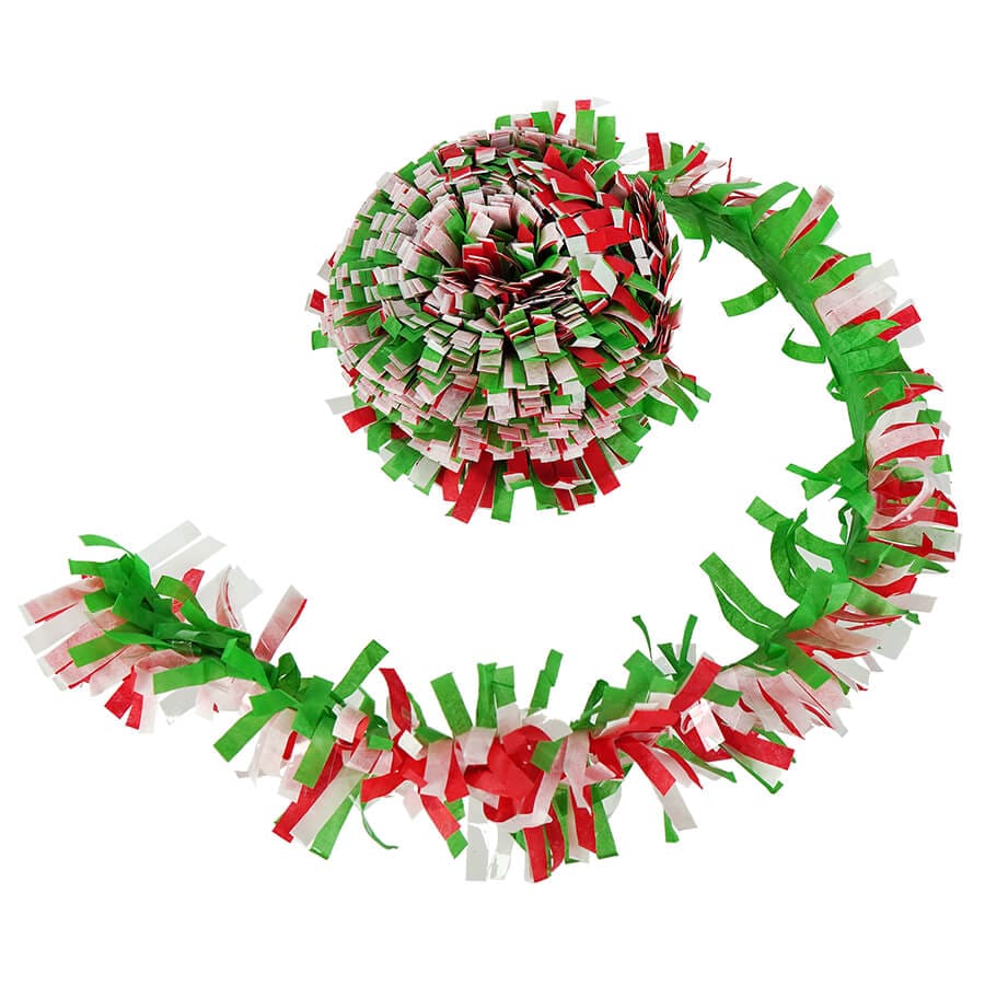 Red, White & Green Tissue Festooning Garland