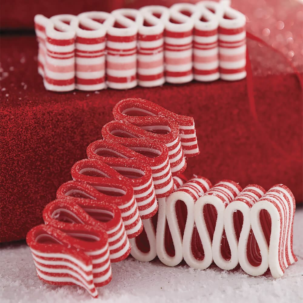 Red & White Ribbon Candy Ornaments Set/3