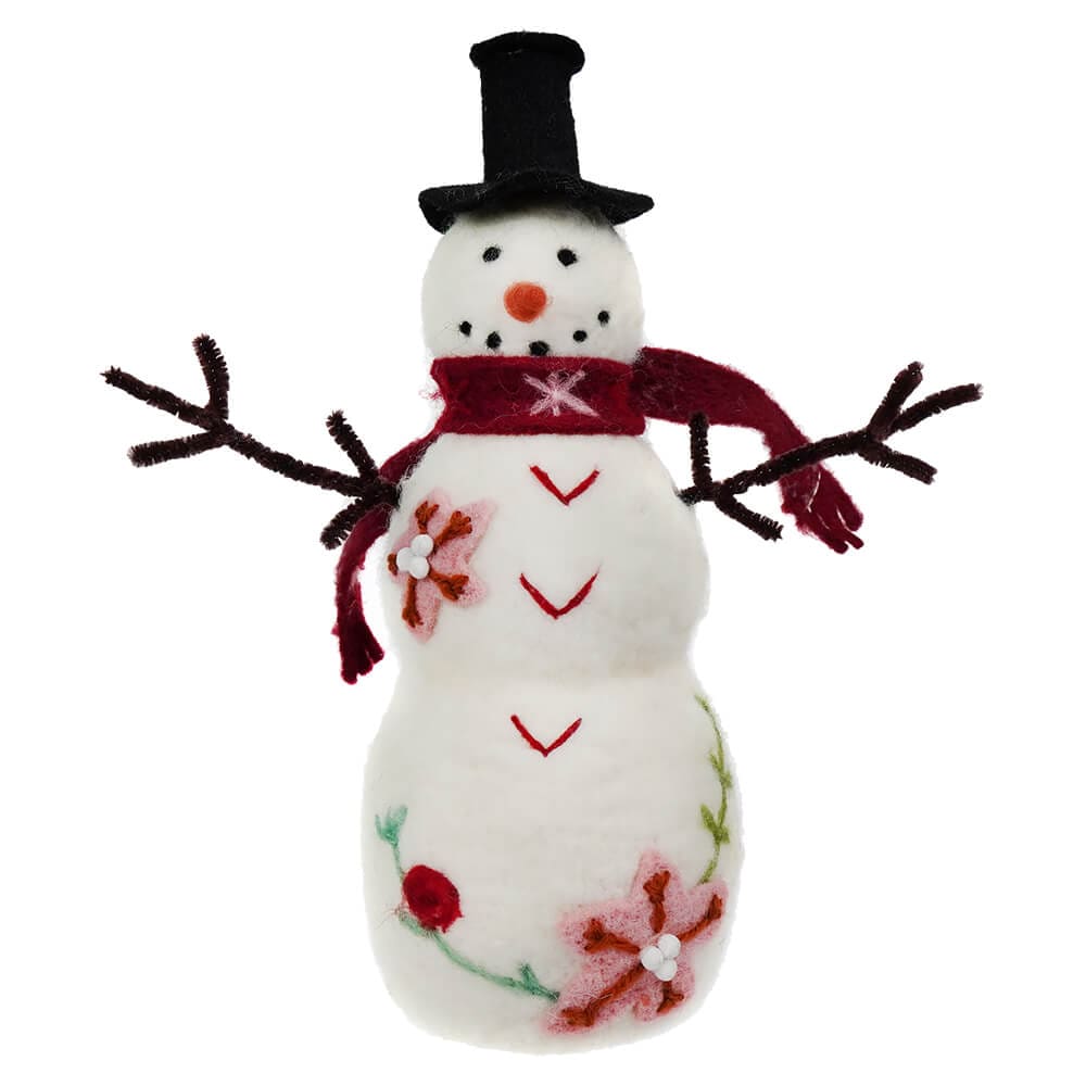 Red Wool Felt Jolly Snowman