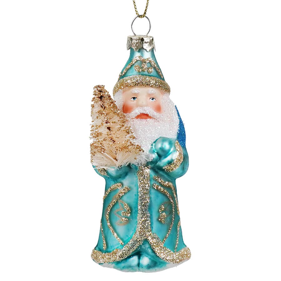 Regal Turquoise Santa Ornament - Ornaments