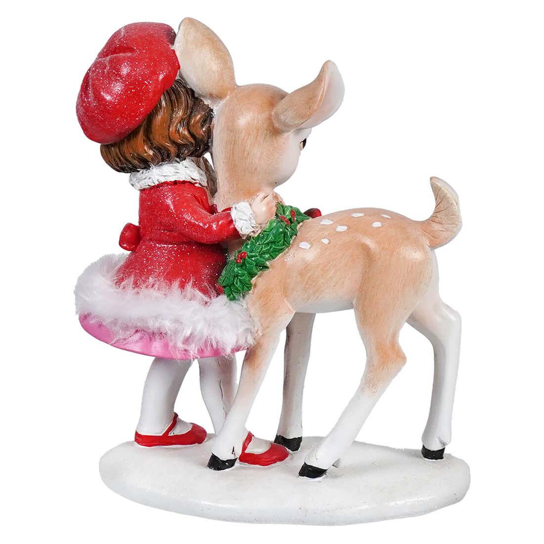 Resin Child With Deer Table Piece - Christmas