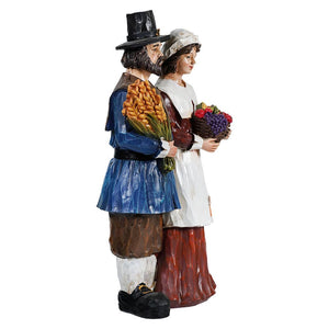 Resin Wood Carved Finish Harvest Pilgrim Couple