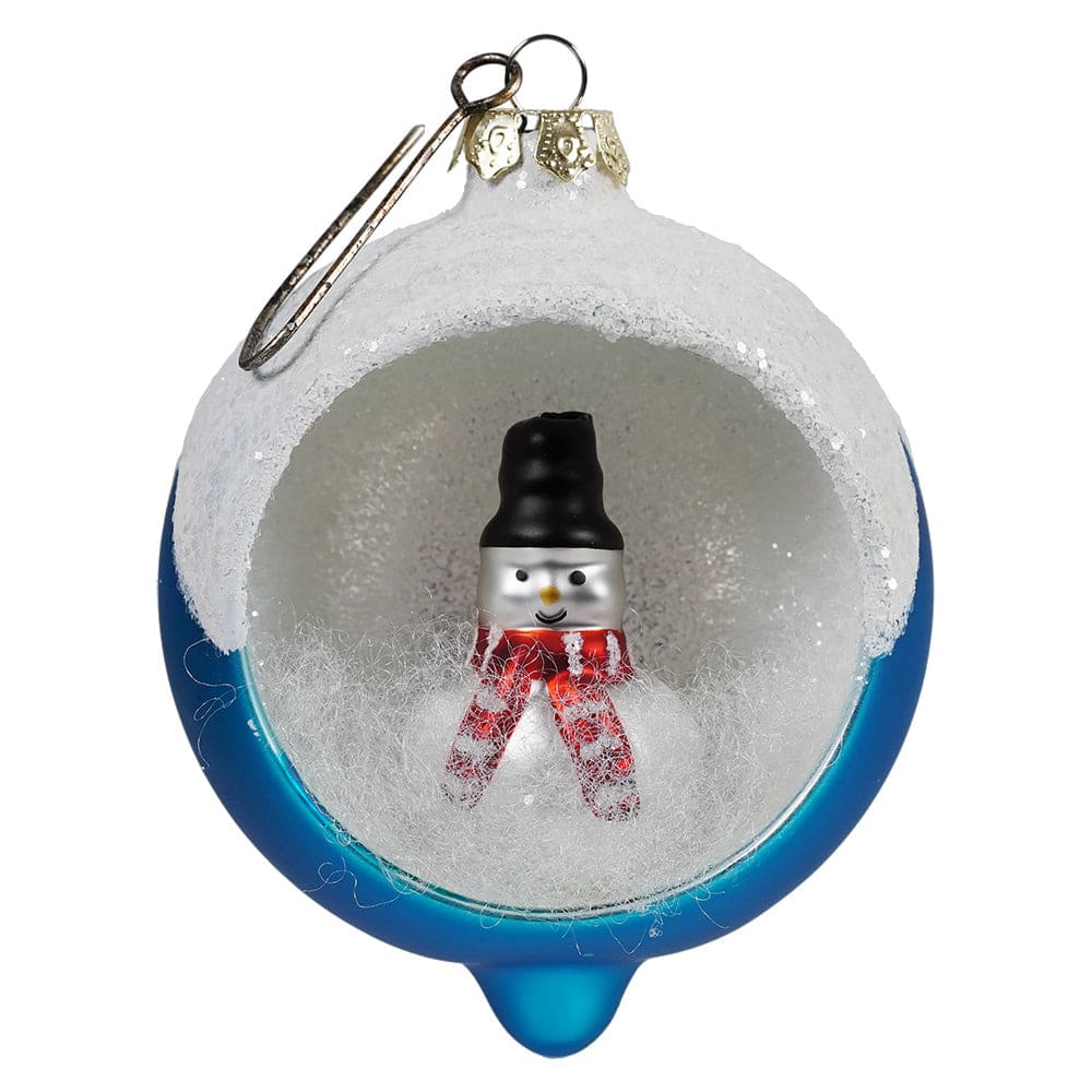 Retro Blue Snowman Indent Ornament - Ornaments