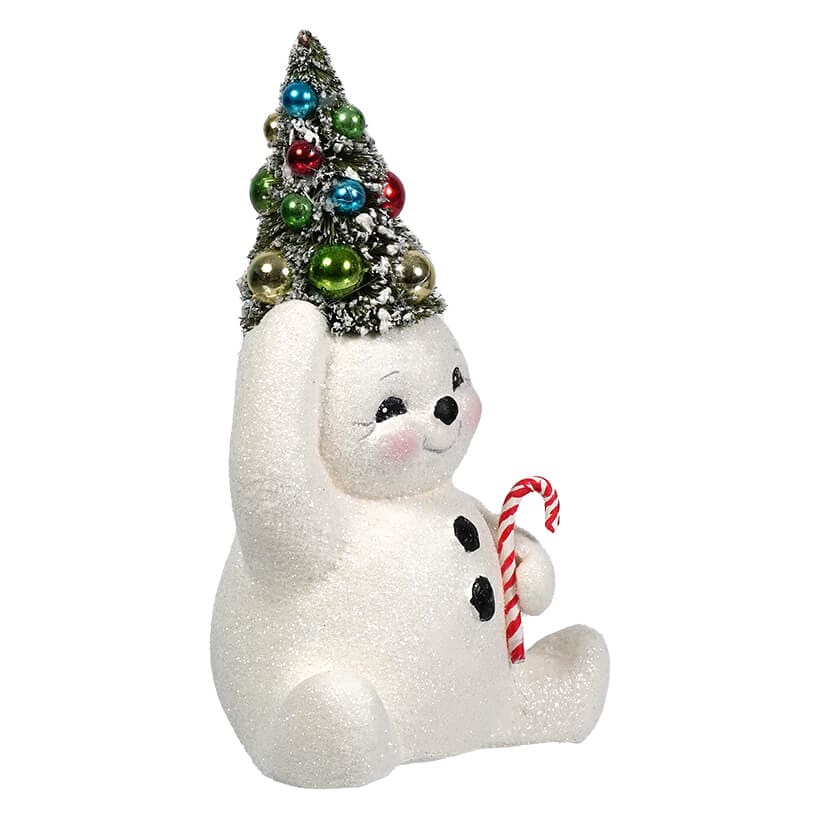 Retro Candy Cane Snowman With Tree