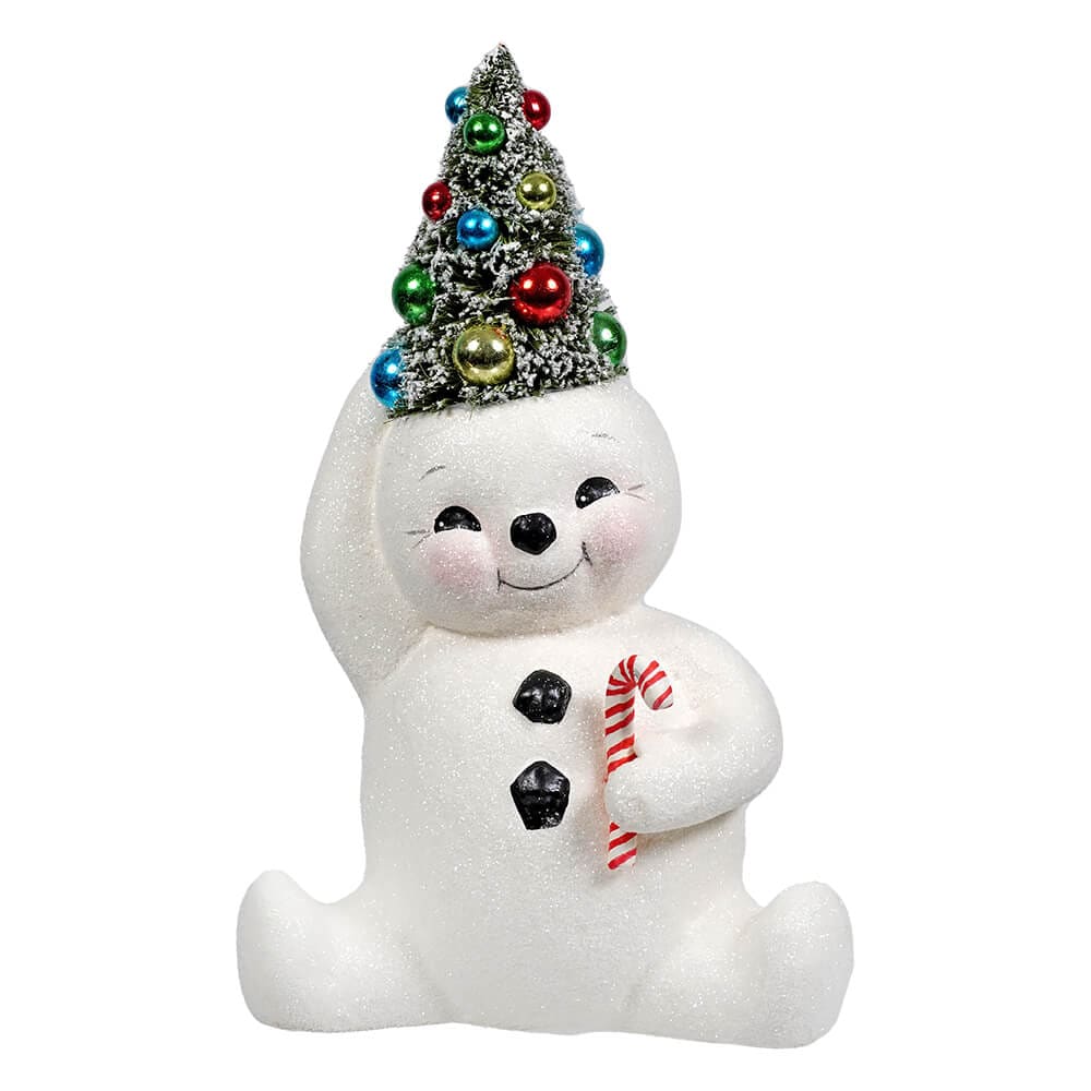 Retro Candy Cane Snowman With Tree