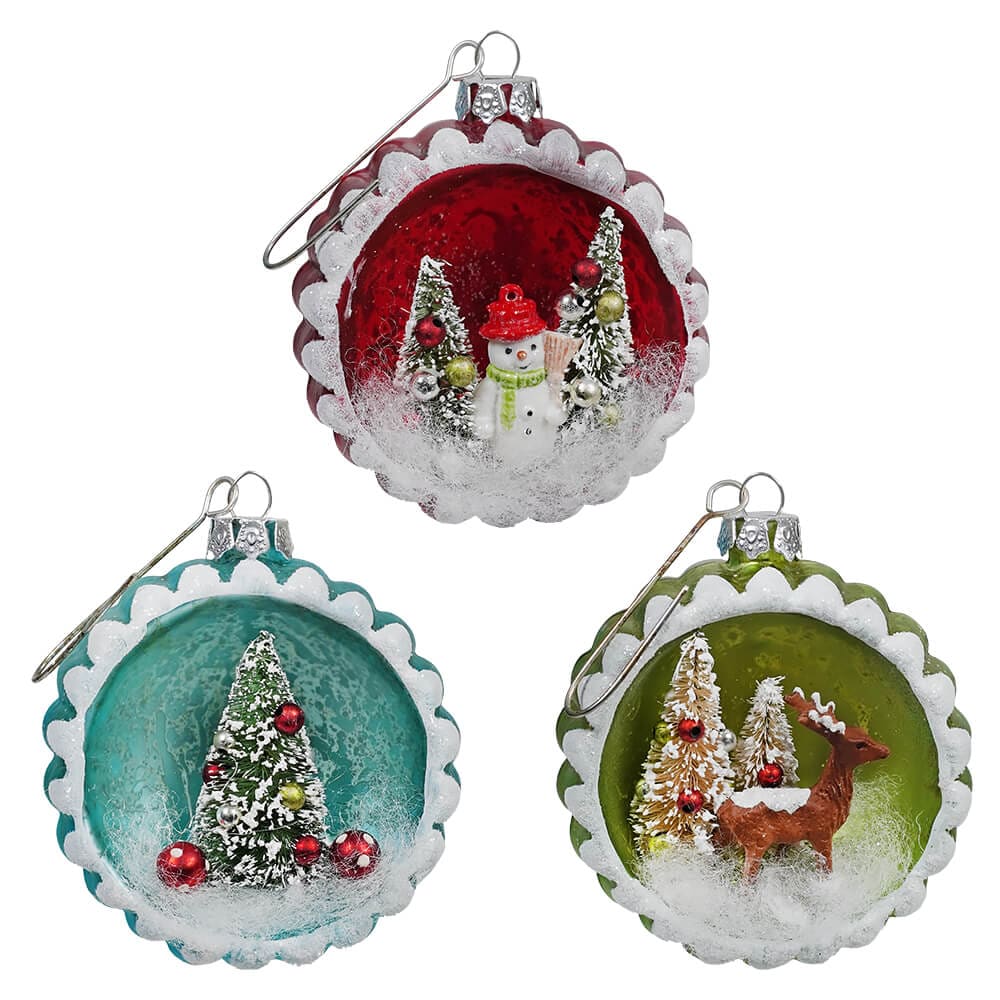 Retro Glass Diorama Ornaments Set/3