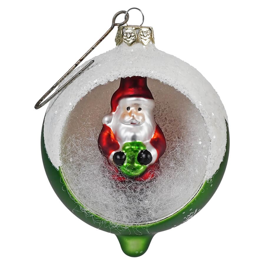 Retro Green Santa Indent Ornament - Ornaments