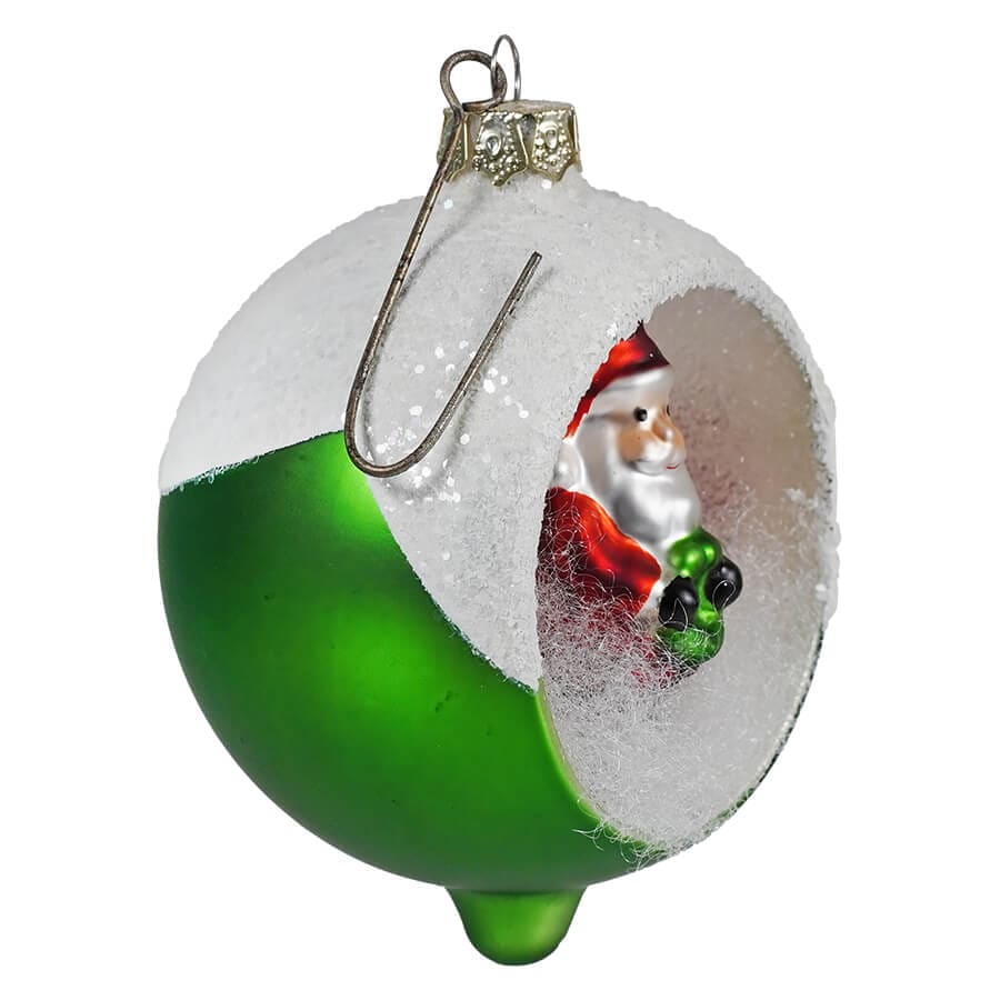 Retro Green Santa Indent Ornament - Ornaments