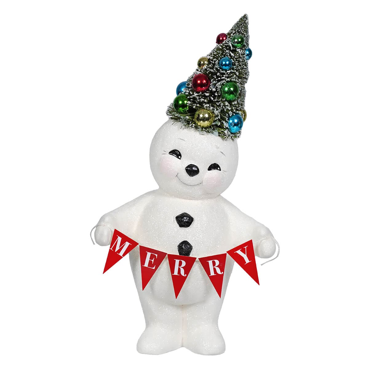 Retro Merry Snowman With Tree