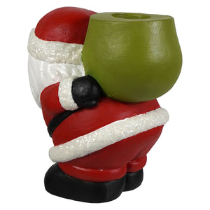 Retro santa candle holder bethany lowe design red and white santa taper candle holder with glittery trim and green sack