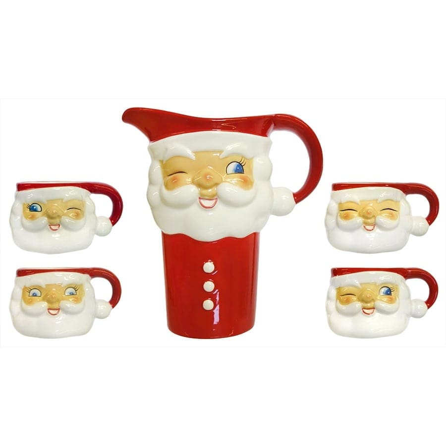 Retro Santa Pitcher & Cups Set/5 by One Hundred 80 Degrees Traditions