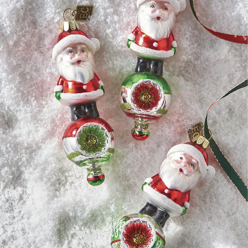 Retro Santa Red & Green Ball Ornament