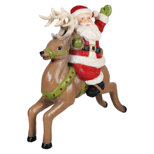 Retro Santa Riding Reindeer - Christmas