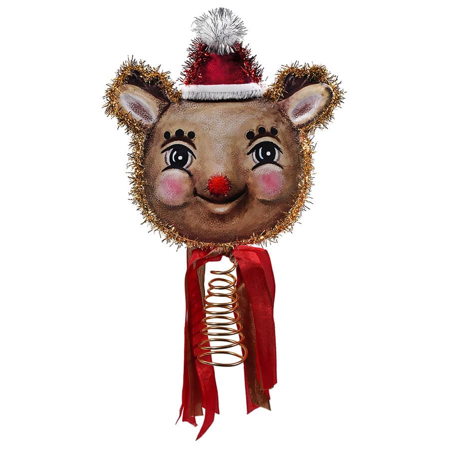 Retro Tinsel Reindeer Tree Topper