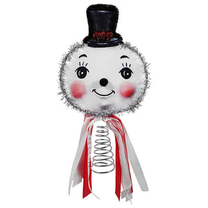 Retro Tinsel Snowman Tree Topper