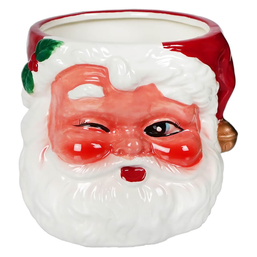 Retro Winking Santa Figural Bowl