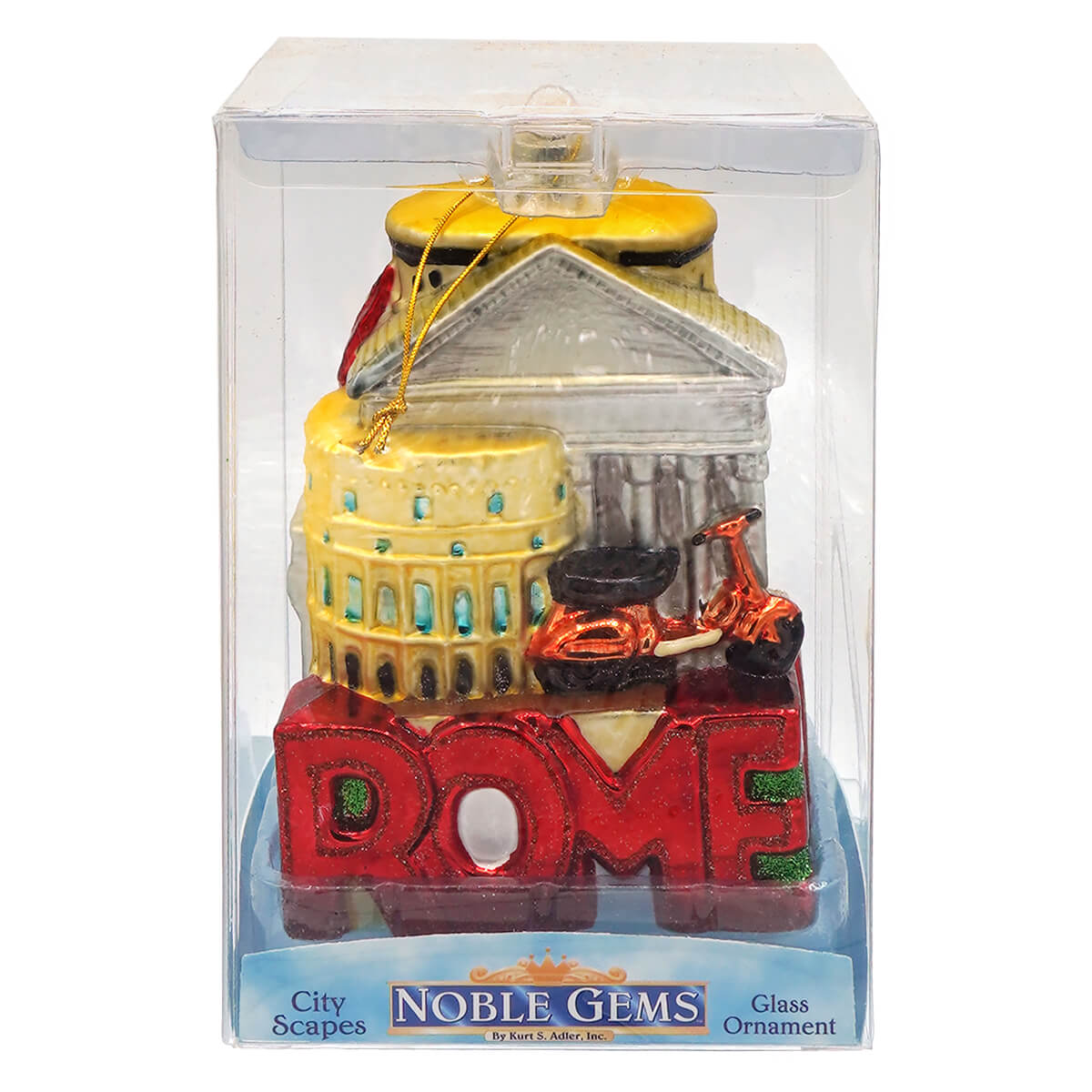 Rome italy ornament glass figural decor with colorful miniature colosseum and red glitter dome by kurt adler