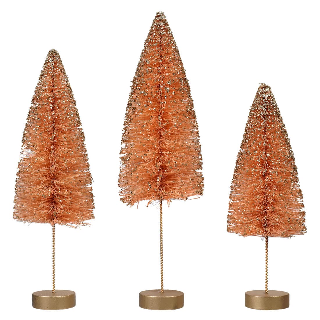 Rose Quartz Gold Glow Bottle Brush Trees Set/3