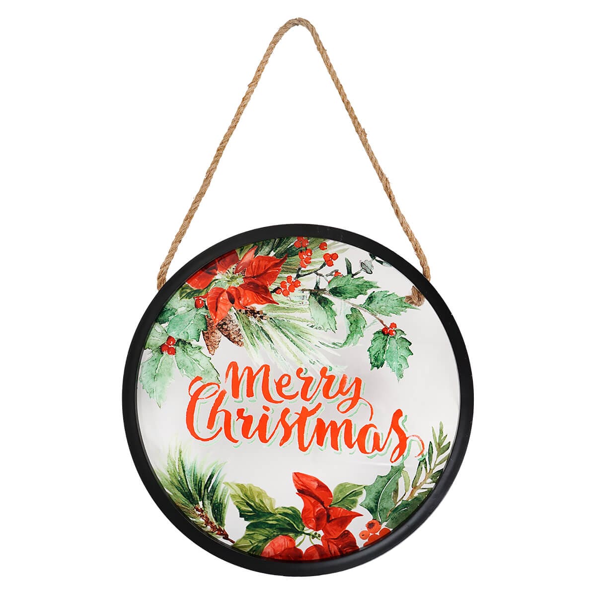 Round Acrylic "Merry Christmas" Print Wall Piece