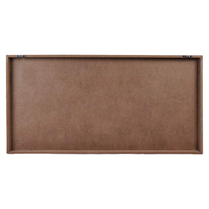 Simple brown rectangular wooden tray with raised edges.