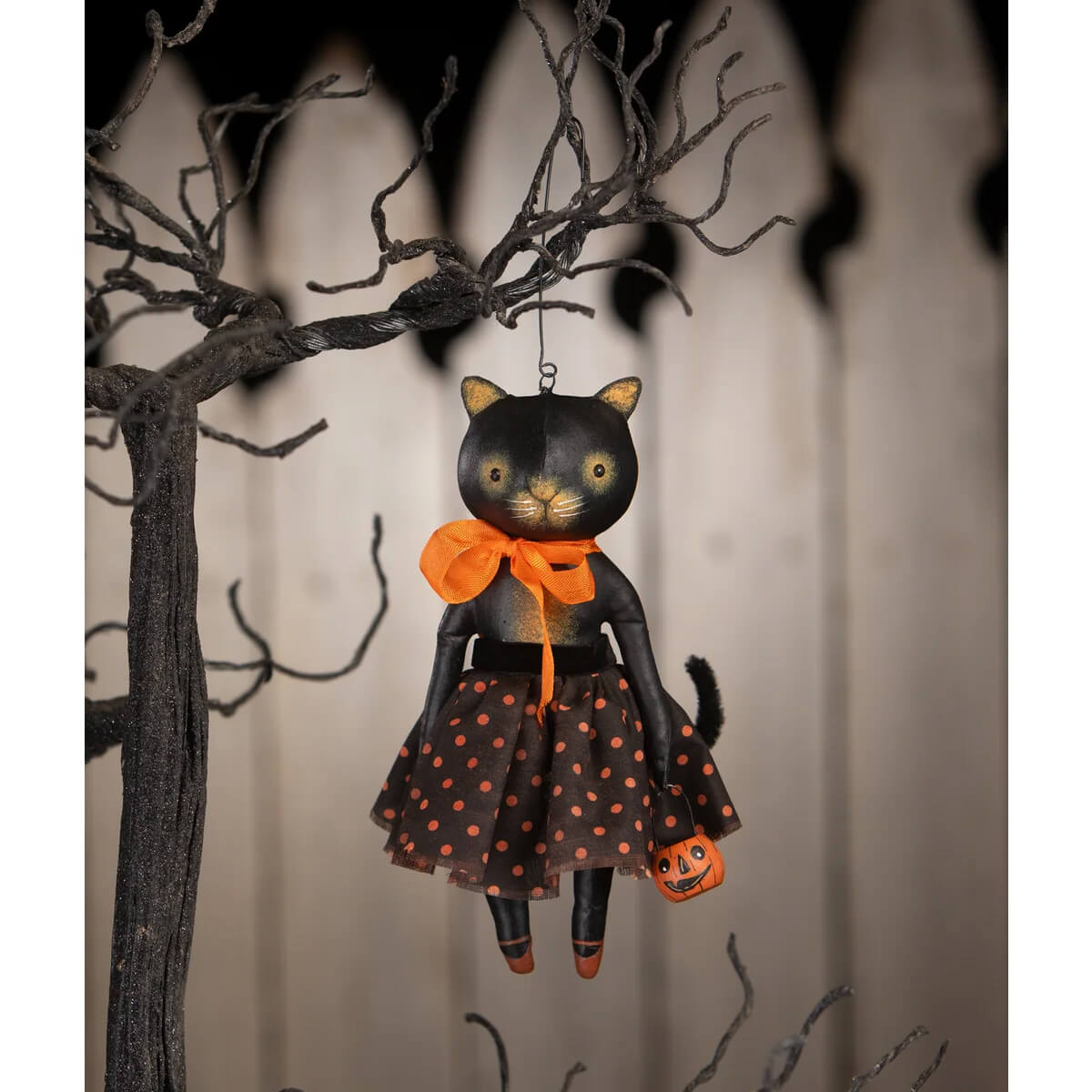 Sabrina kitty ornament black cat halloween ornament made of ceramic perfect for spooky holiday decor
