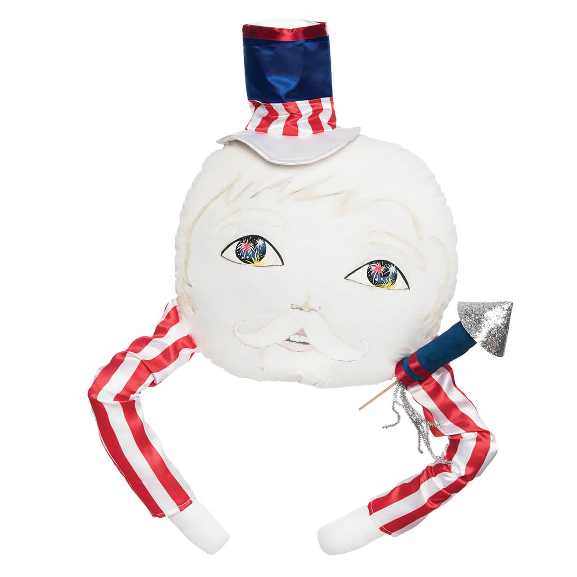 Patriotic plush doll with fireworks on sammy baby zombinaland holiday pillows by tracy scheff decorative pillow