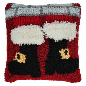 Santa Boots Hooked Pillow