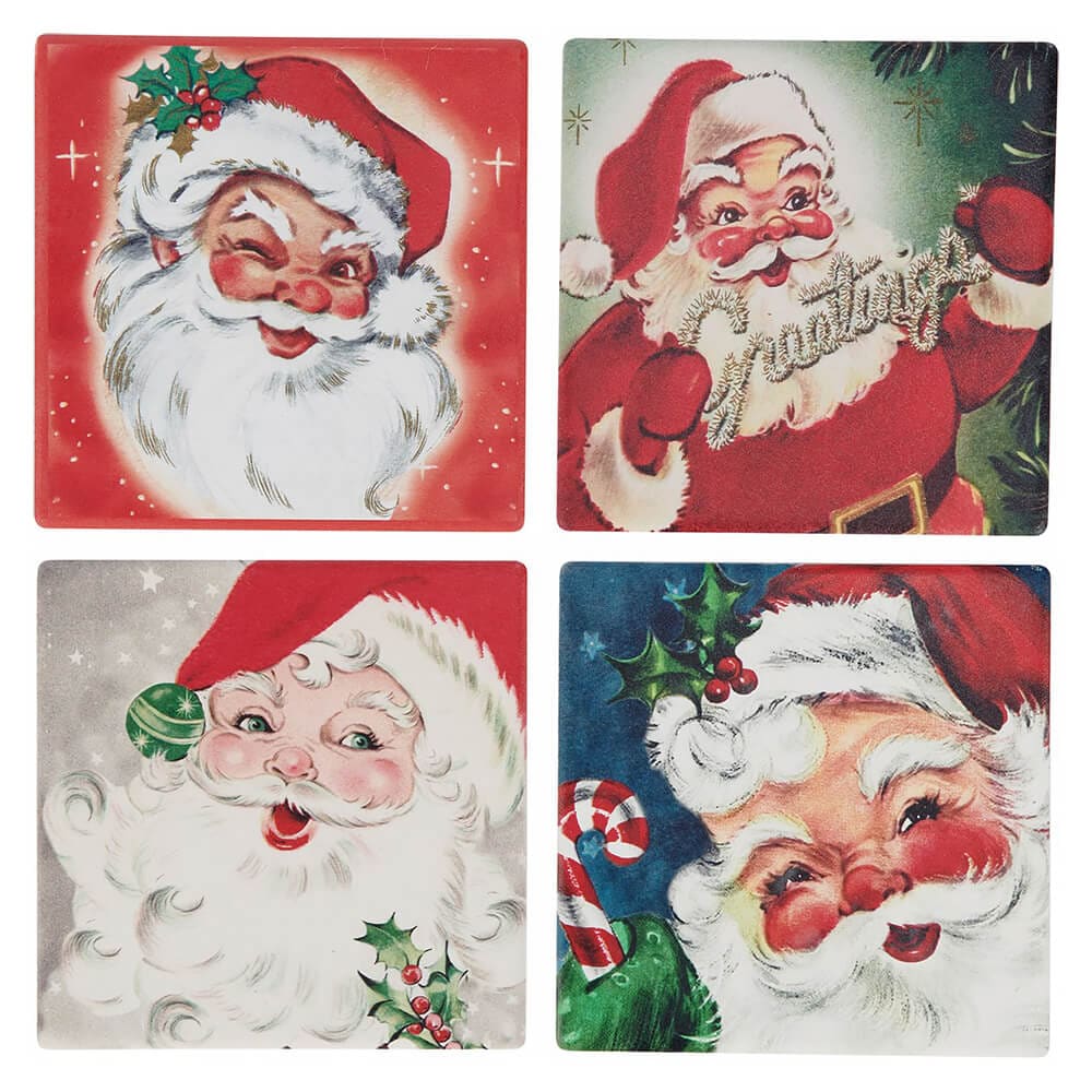 Santa Claus Coasters Set/4 - Christmas