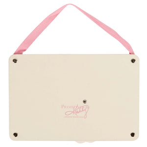 Cream rectangular wall plaque with pink fabric strap and primitive by kelsey branding for pastel christmas countdown wheel