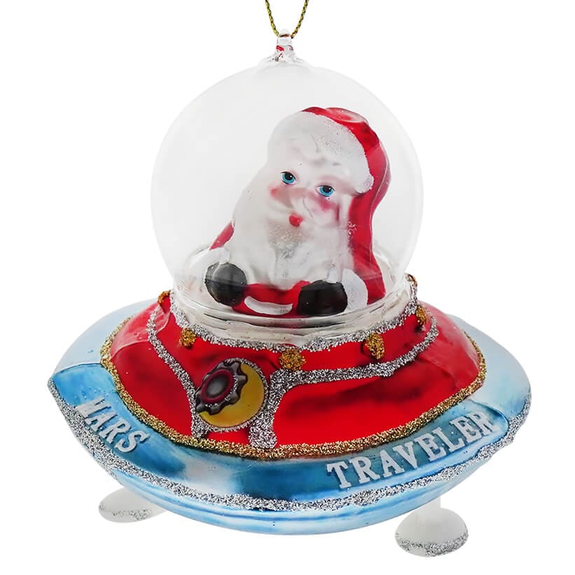 Santa Flying Saucer Ornament