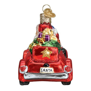 Santa in Antique Car Ornament