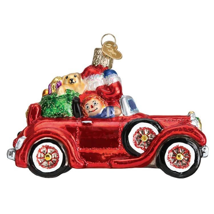 Santa in Antique Car Ornament