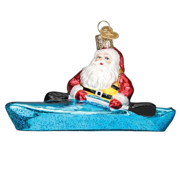 Santa In Kayak Ornament