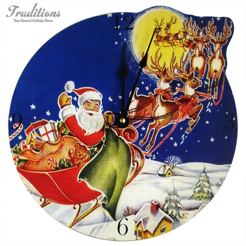 Santa In Sleigh Clock Board