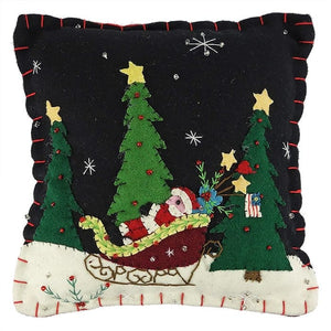 Santa In Sleigh Pillow