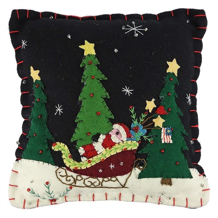 Santa In Sleigh Pillow