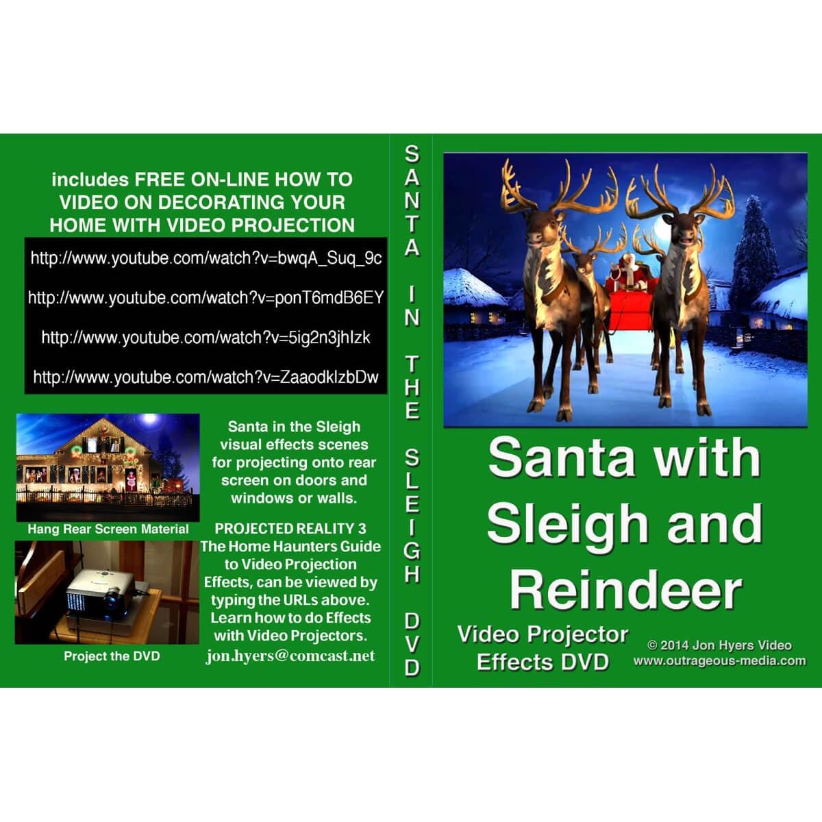 Santa in Sleigh with Reindeer Projection DVD