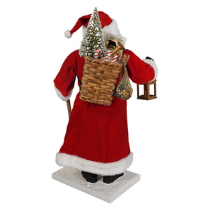 Santa lights the way bethany lowe designs red and white santa figure with woven basket candy canes and letters over shoulder