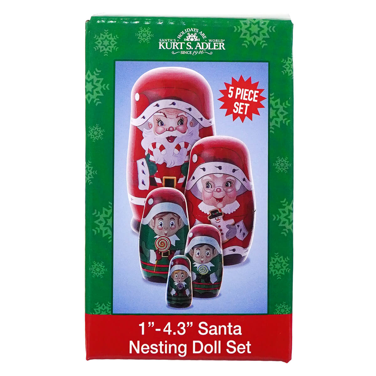 Kurt adler santa mrs claus and elves wood nesting doll set with red king nutcracker design perfect for holiday decor